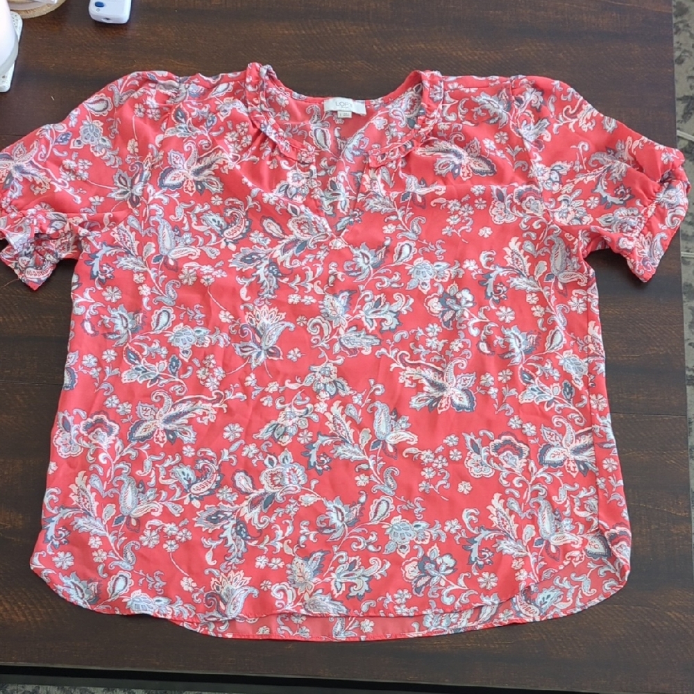 LOFT Coral Paisley Blouse